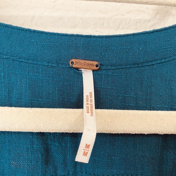 Free People Womens Boho Chic Dream Weaver Embroidered Tunic Sz M OB1015985 Teal - Picture 6 of 8